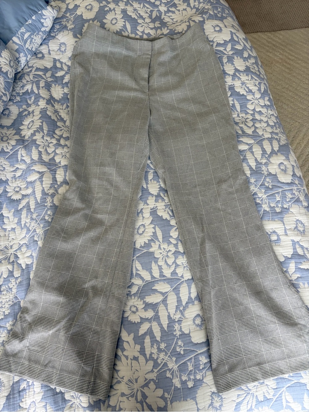 DKNY Gray Plaid Wide-Leg Pants